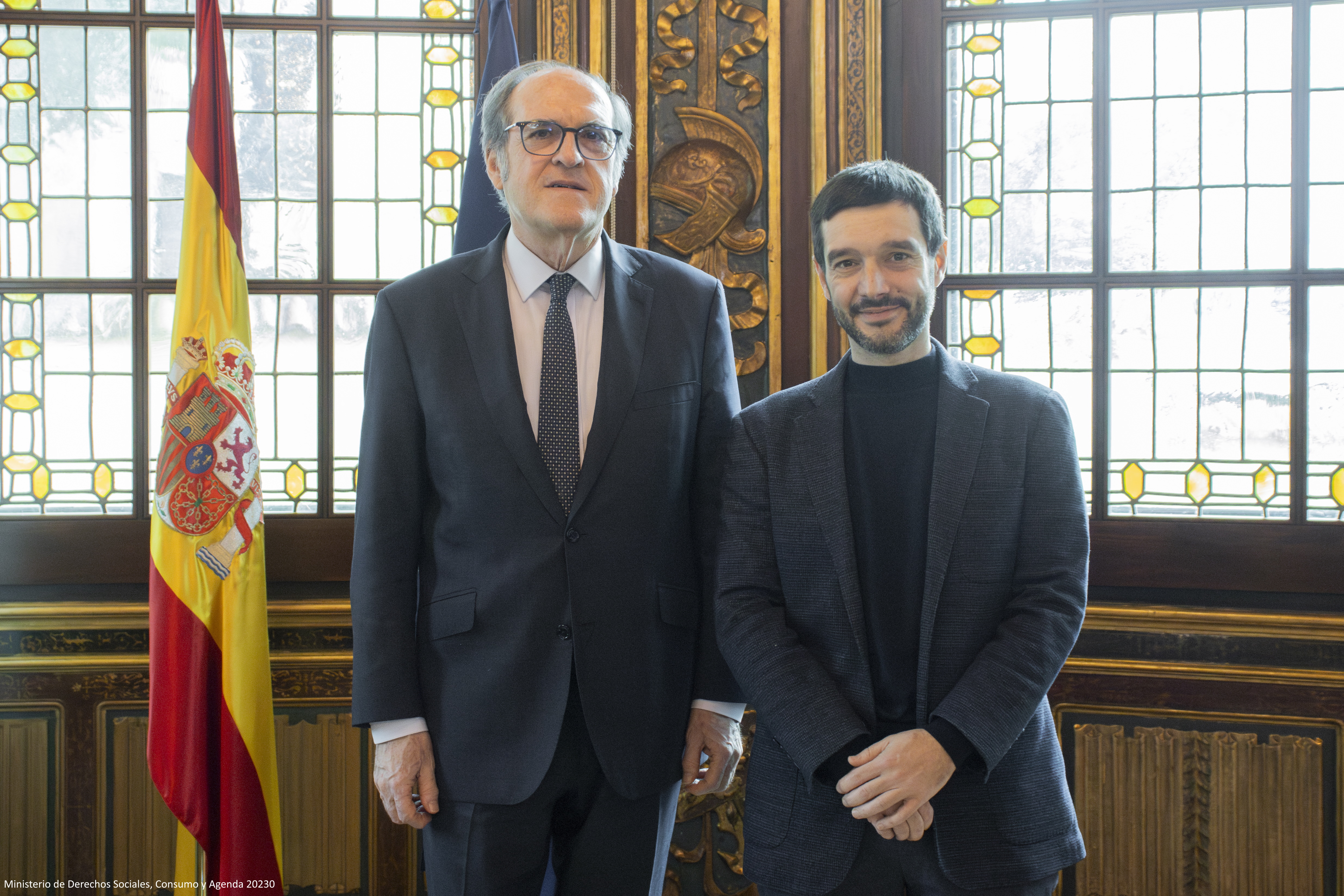 El Defensor del Pueblo, Ángel Gabilondo y el ministro de Derechos Sociales, Consumo y Agenda 2030, Pablo Bustunduy